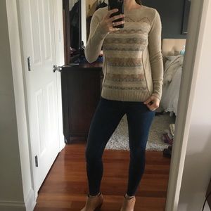 Madewell cream and tan sweater